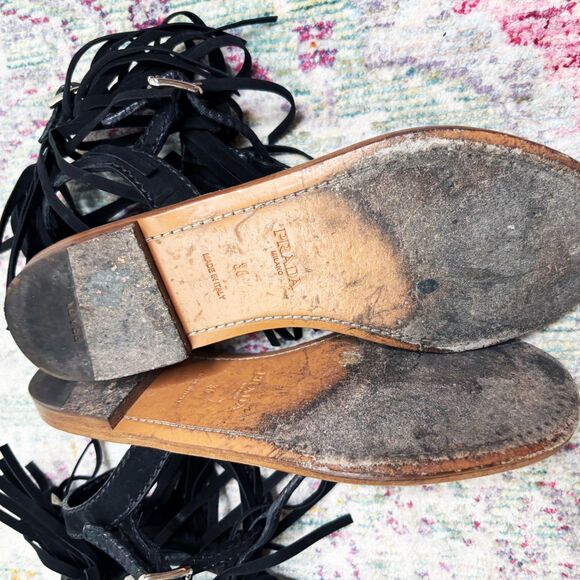 Prada Suede Frindge Sandals - Picture 7 of 12